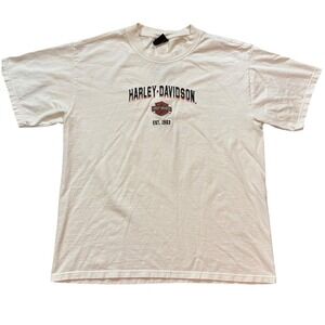 Harley Davidson Short Sleeve T-shirt‎ Embroidered Logo Men's SZ L Large Cotton